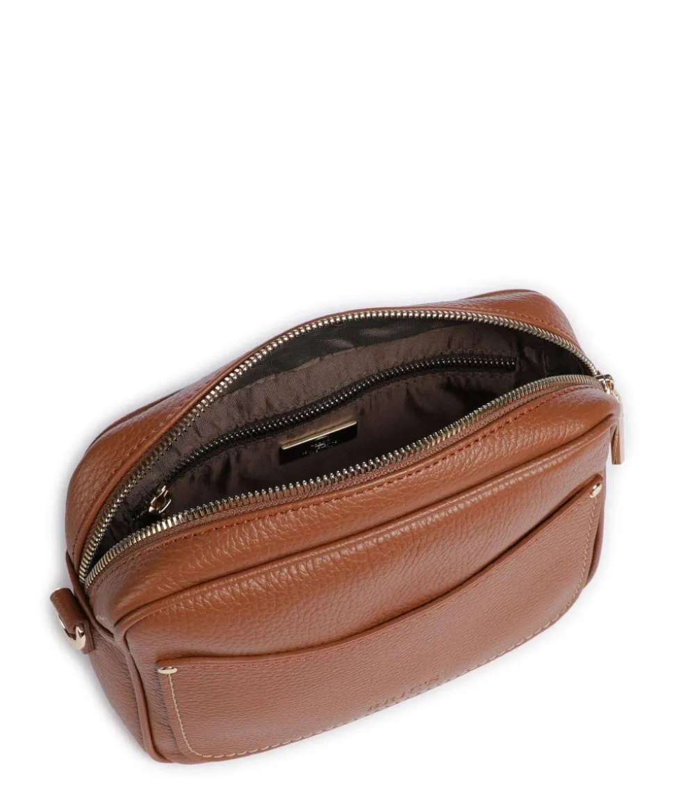 Gondola Magnolia Umhängetasche genarbtes Leder braun