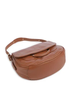 Gondola Stella medium Schultertasche genarbtes Leder braun