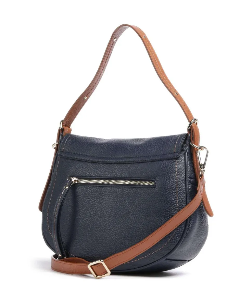 Gondola Stella medium Schultertasche genarbtes Leder dunkelblau