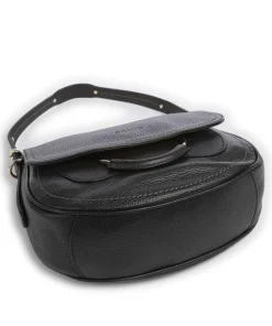 Gondola Stella medium Schultertasche genarbtes Leder schwarz
