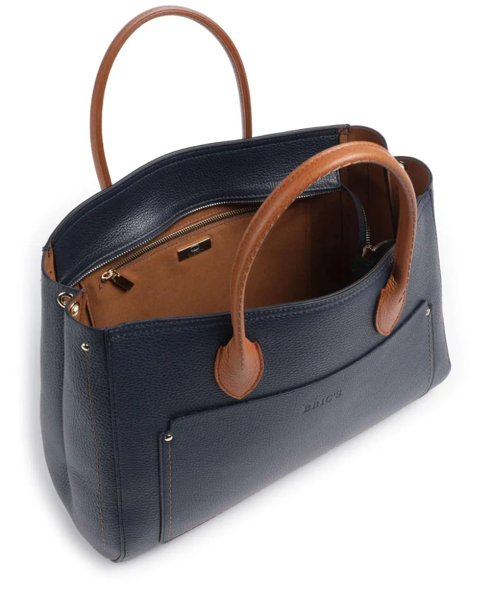 Gondola Tulipano Handtasche genarbtes Leder dunkelblau