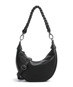 Good Vibes Only Beuteltasche genarbtes Leder schwarz