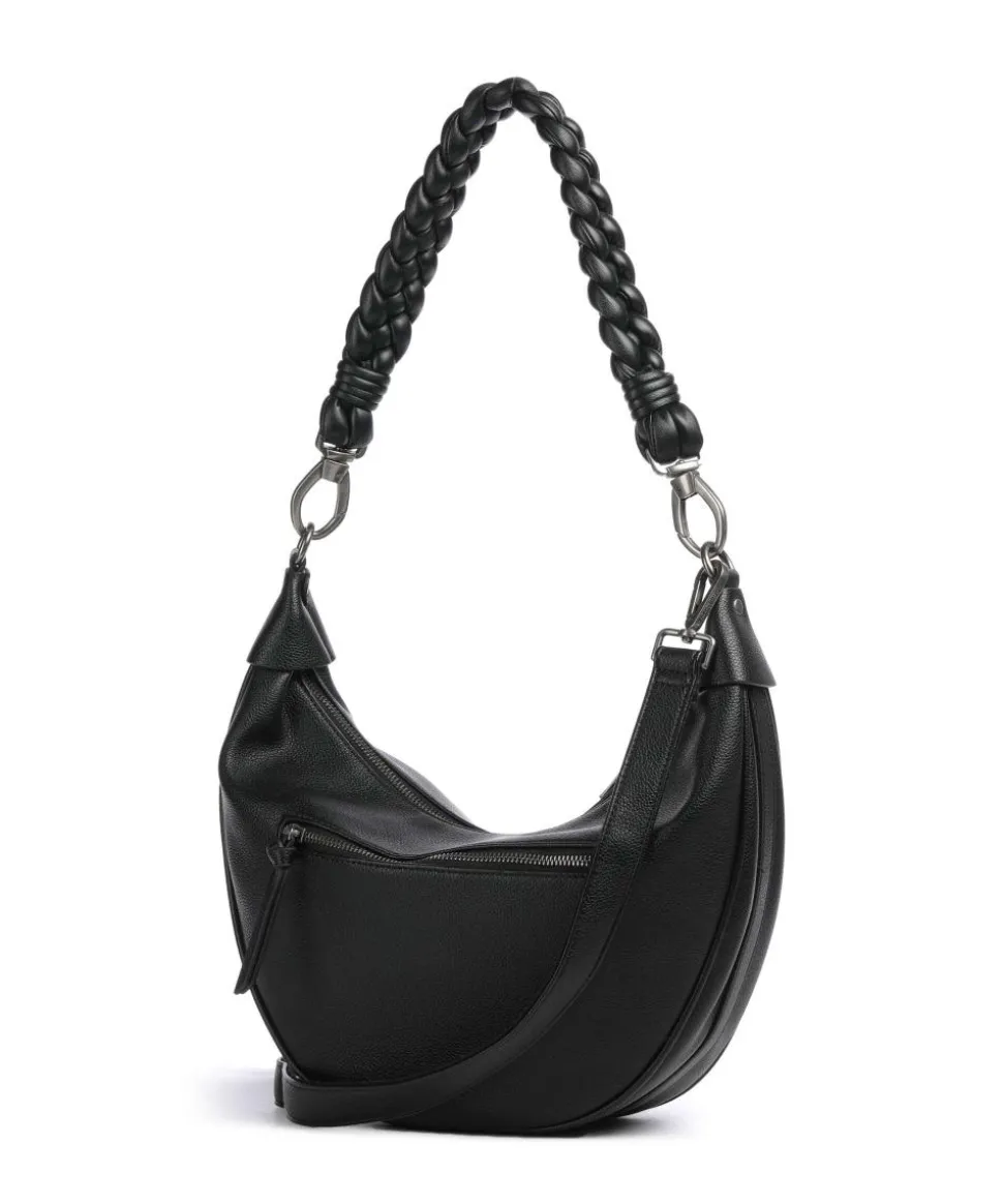 Good Vibes Only Beuteltasche genarbtes Leder schwarz