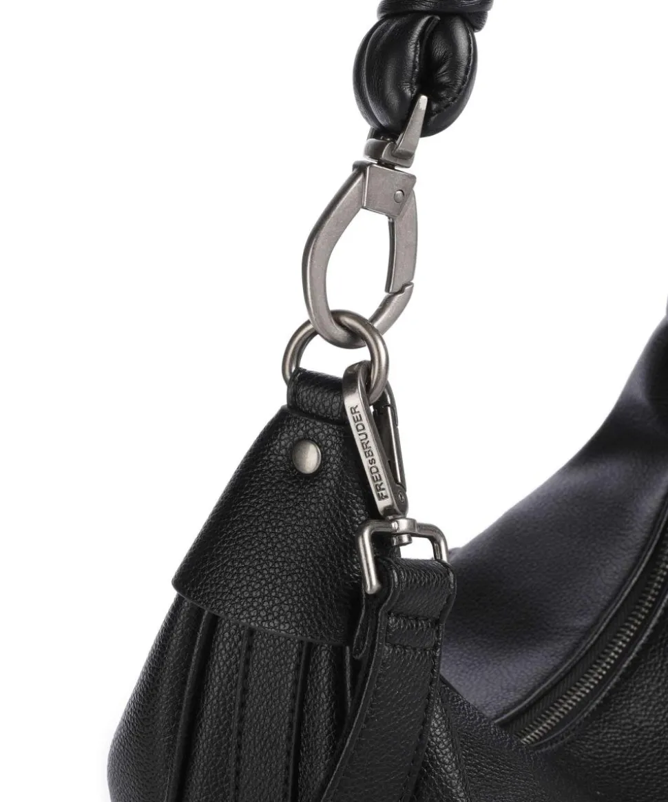 Good Vibes Only Beuteltasche genarbtes Leder schwarz