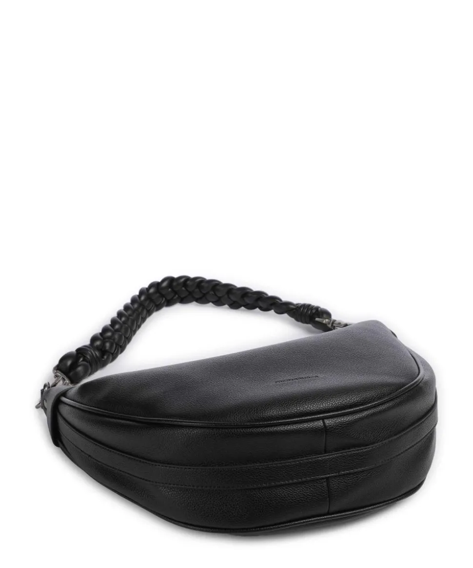 Good Vibes Only Beuteltasche genarbtes Leder schwarz