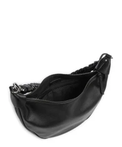 Good Vibes Only Beuteltasche genarbtes Leder schwarz