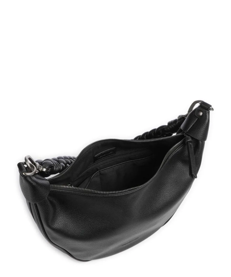 Good Vibes Only Beuteltasche genarbtes Leder schwarz