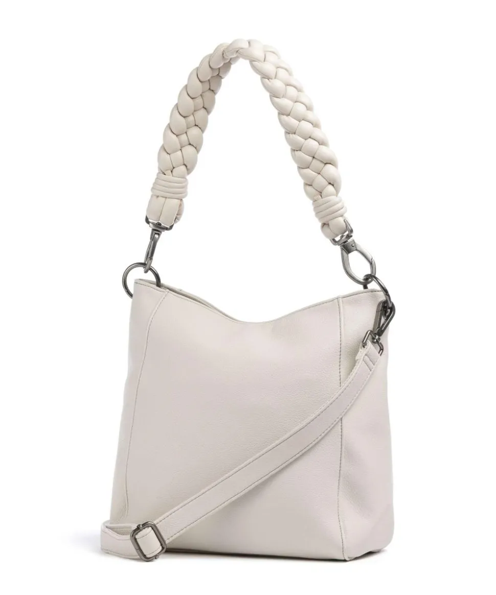 Good Vibes Only Schultertasche genarbtes Leder elfenbein