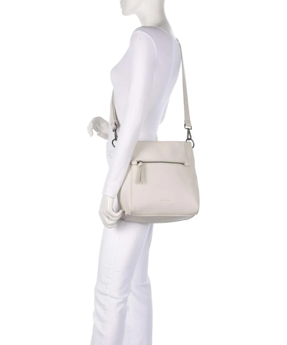 Good Vibes Only Schultertasche genarbtes Leder elfenbein