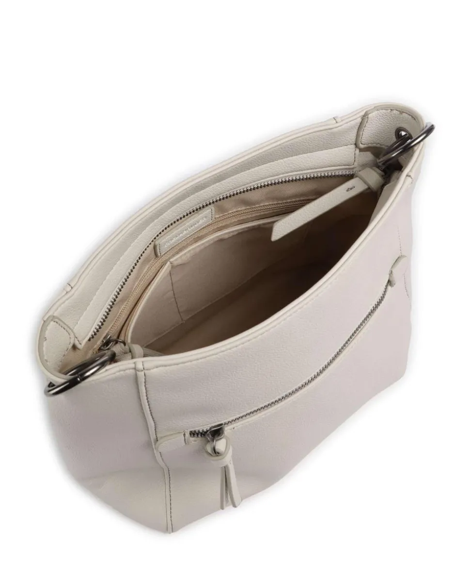 Good Vibes Only Schultertasche genarbtes Leder elfenbein