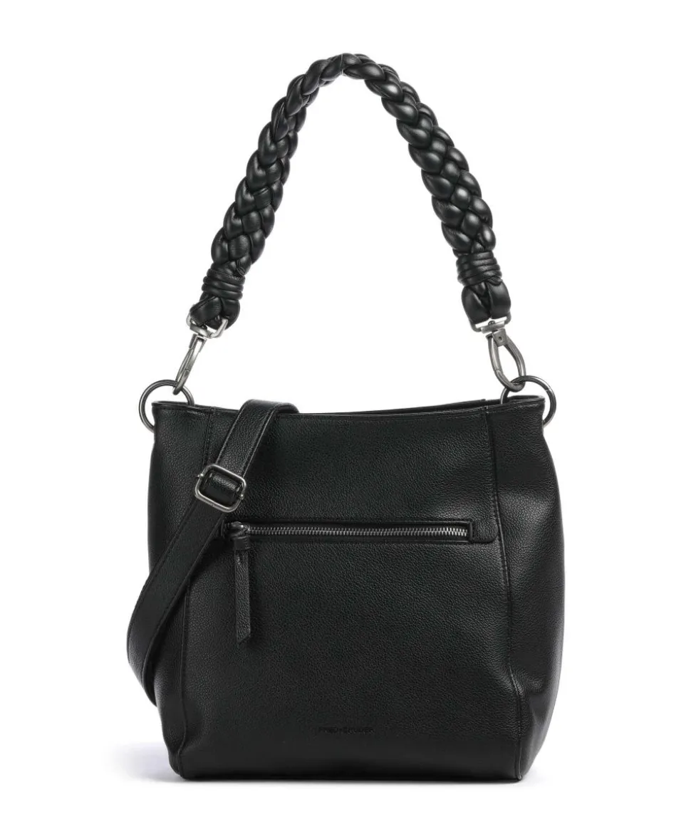 Good Vibes Only Schultertasche genarbtes Leder schwarz