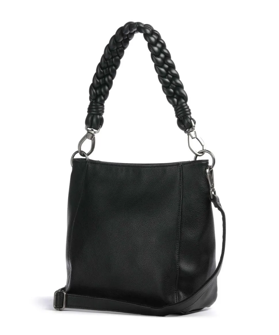 Good Vibes Only Schultertasche genarbtes Leder schwarz