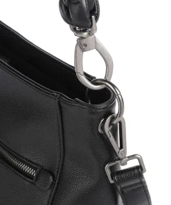 Good Vibes Only Schultertasche genarbtes Leder schwarz