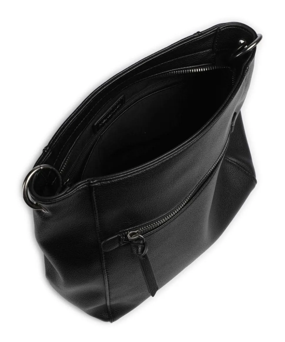 Good Vibes Only Schultertasche genarbtes Leder schwarz