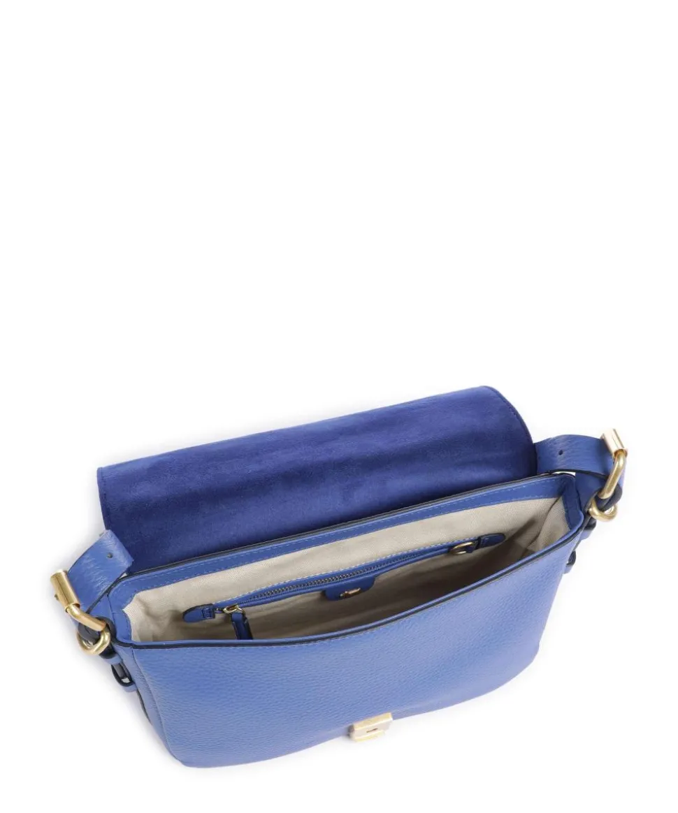 Graffton Street Schultertasche genarbtes Rindsleder blau