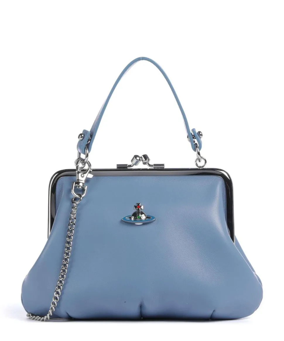 Granny Frame Nappa Umhängetasche Lammleder blau