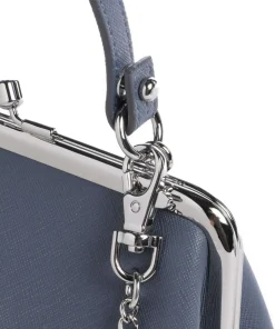 Granny Frame Saffiano Handtasche Lederimitat blaugrau