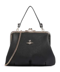 Granny Frame Saffiano Umhängetasche Lederimitat schwarz