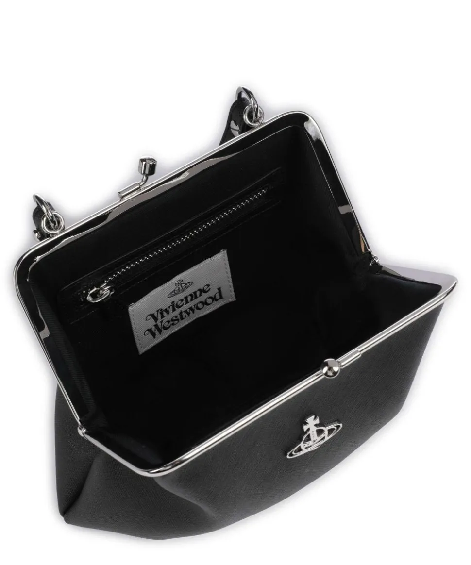 Granny Frame Saffiano Umhängetasche Lederimitat schwarz