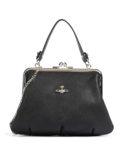 Granny Frame Saffiano Umhängetasche Saffiano-Rindsleder schwarz