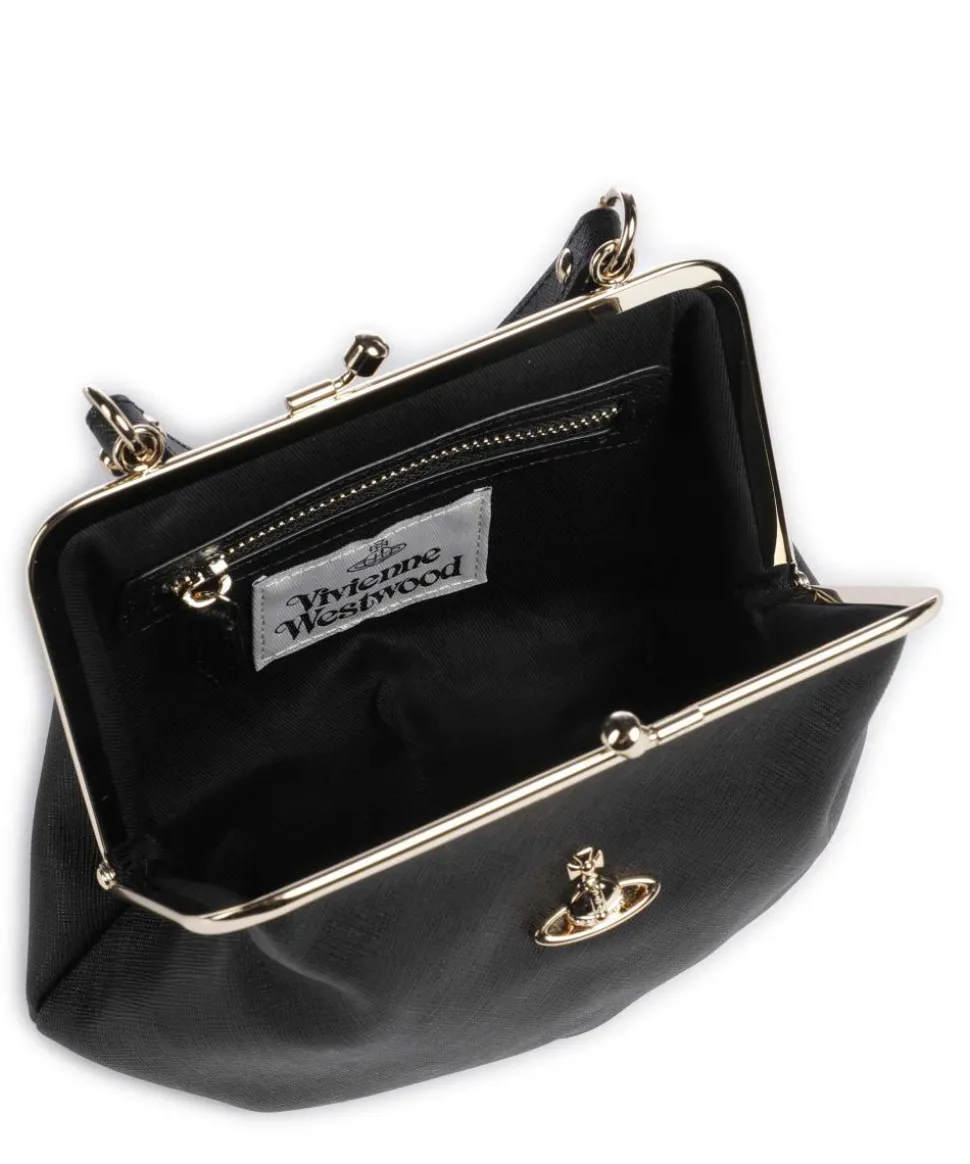 Granny Frame Saffiano Umhängetasche Saffiano-Rindsleder schwarz