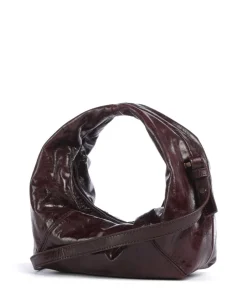 Greta Icon Crinkle Mini Handtasche genarbtes Rindsleder bordeaux