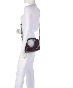 Greta Icon Crinkle Mini Handtasche genarbtes Rindsleder bordeaux