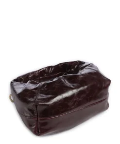 Greta Icon Crinkle Mini Handtasche genarbtes Rindsleder bordeaux