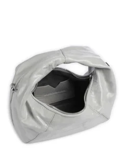 Greta Icon Crinkle Mini Handtasche genarbtes Rindsleder hellgrau