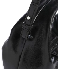 Greta Icon Crinkle Mini Handtasche genarbtes Rindsleder schwarz