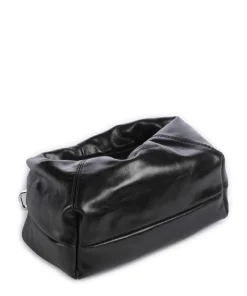 Greta Icon Crinkle Mini Handtasche genarbtes Rindsleder schwarz