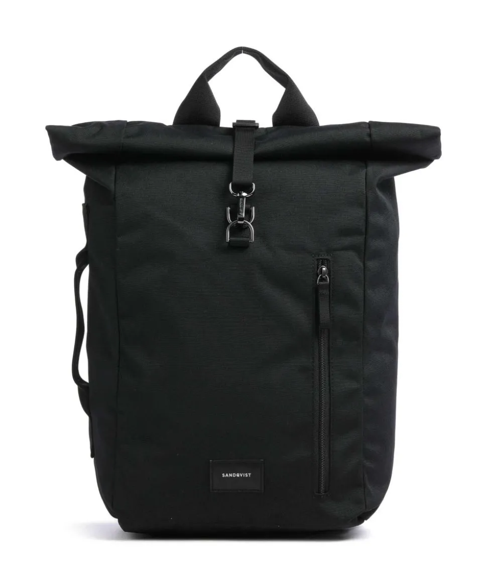 Ground Dante Vegan Rolltop Rucksack recyceltes Polyester schwarz