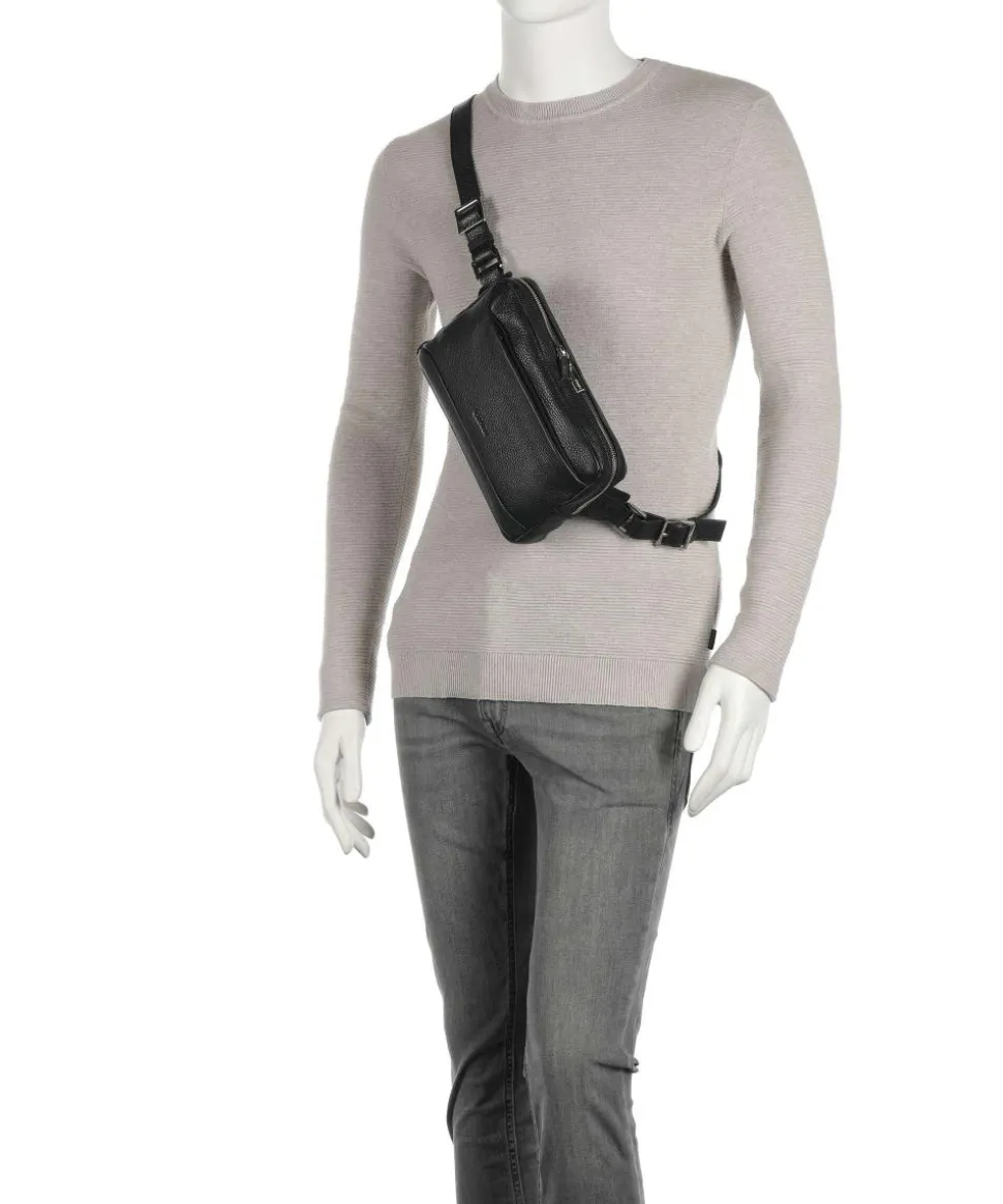 Gürteltasche genarbtes Kalbsleder schwarz