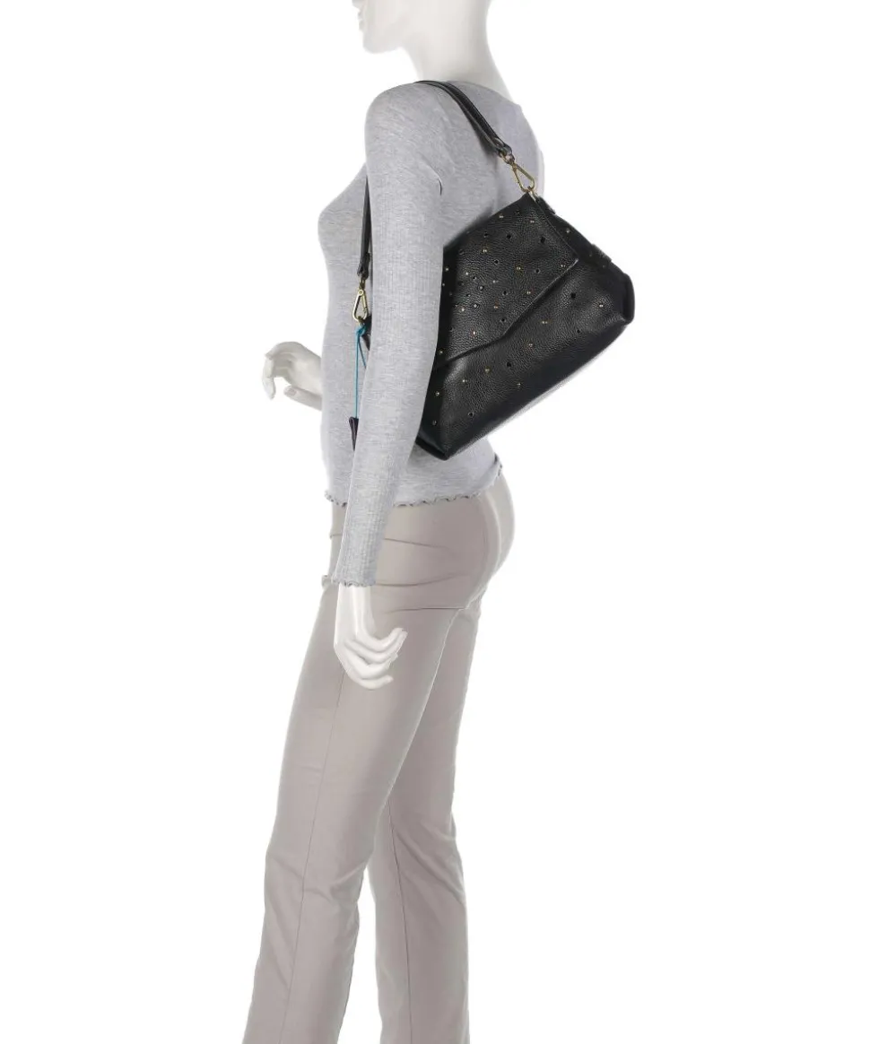 Guadalupe Nihan Schultertasche genarbtes Kalbsleder schwarz