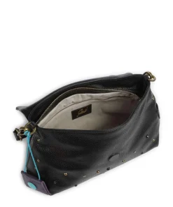 Guadalupe Nihan Schultertasche genarbtes Kalbsleder schwarz