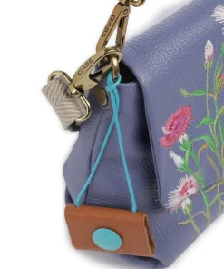Guadalupe Nihan Schultertasche genarbtes Kalbsleder blau