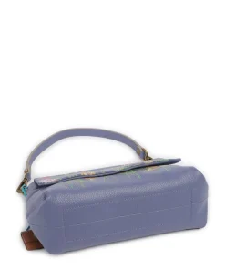 Guadalupe Nihan Schultertasche genarbtes Kalbsleder blau