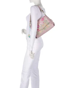 Guadalupe Nihan Schultertasche genarbtes Kalbsleder rosa