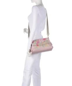 Guadalupe Nihan Schultertasche genarbtes Kalbsleder rosa