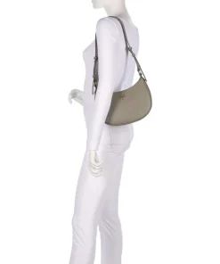 Half Moon Mini Schultertasche fein genarbtes Rindsleder grau