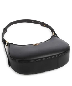 Half Moon Mini Schultertasche fein genarbtes Rindsleder schwarz