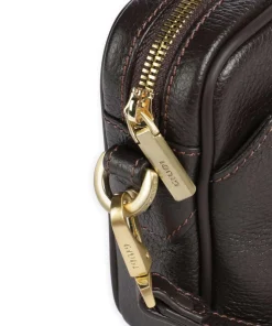 Handgelenktasche genarbtes Kalbsleder dunkelbraun