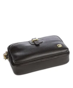 Handgelenktasche genarbtes Kalbsleder dunkelbraun