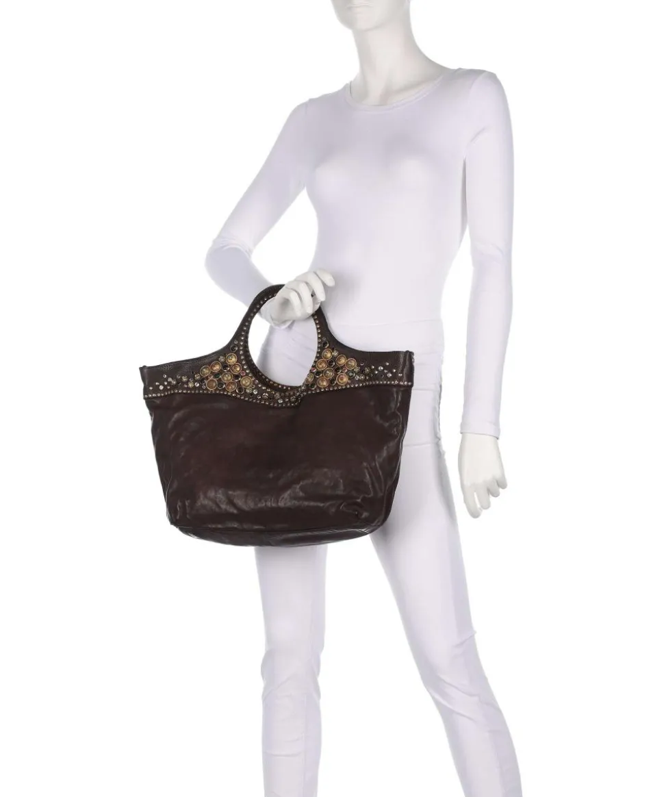 Handtasche fein genarbtes Rindsleder dunkelbraun