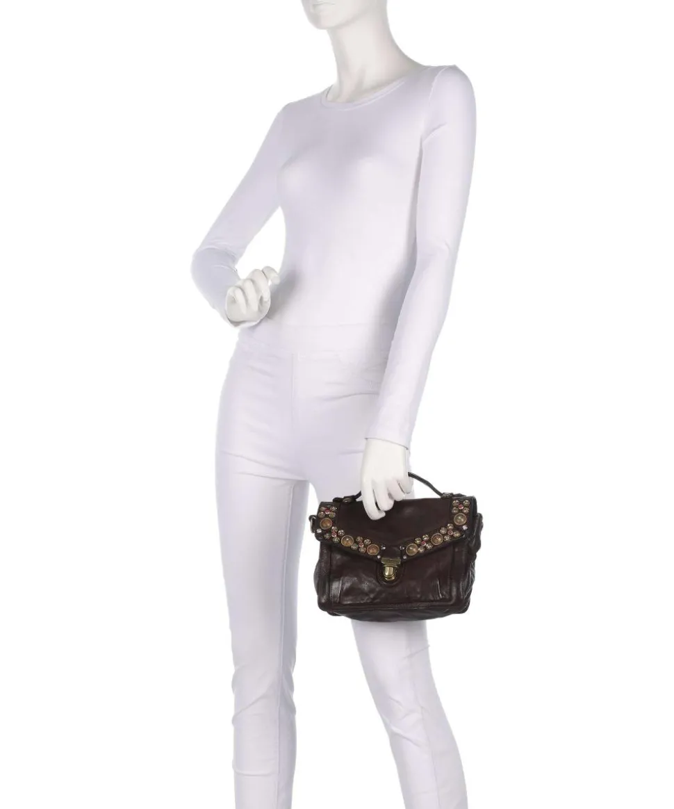 Handtasche fein genarbtes Rindsleder dunkelbraun