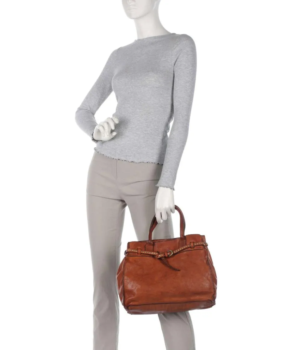 Handtasche fein genarbtes Rindsleder cognac