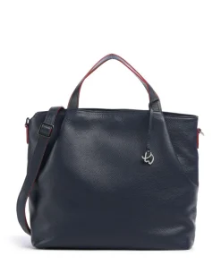 Handtasche genarbtes Rindsleder navy