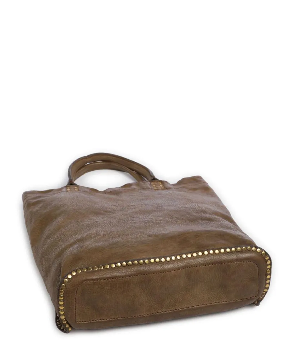 Handtasche genarbtes Rindsleder olivgrün