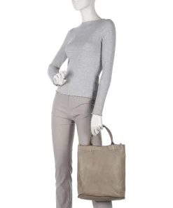 Handtasche genarbtes Rindsleder beige