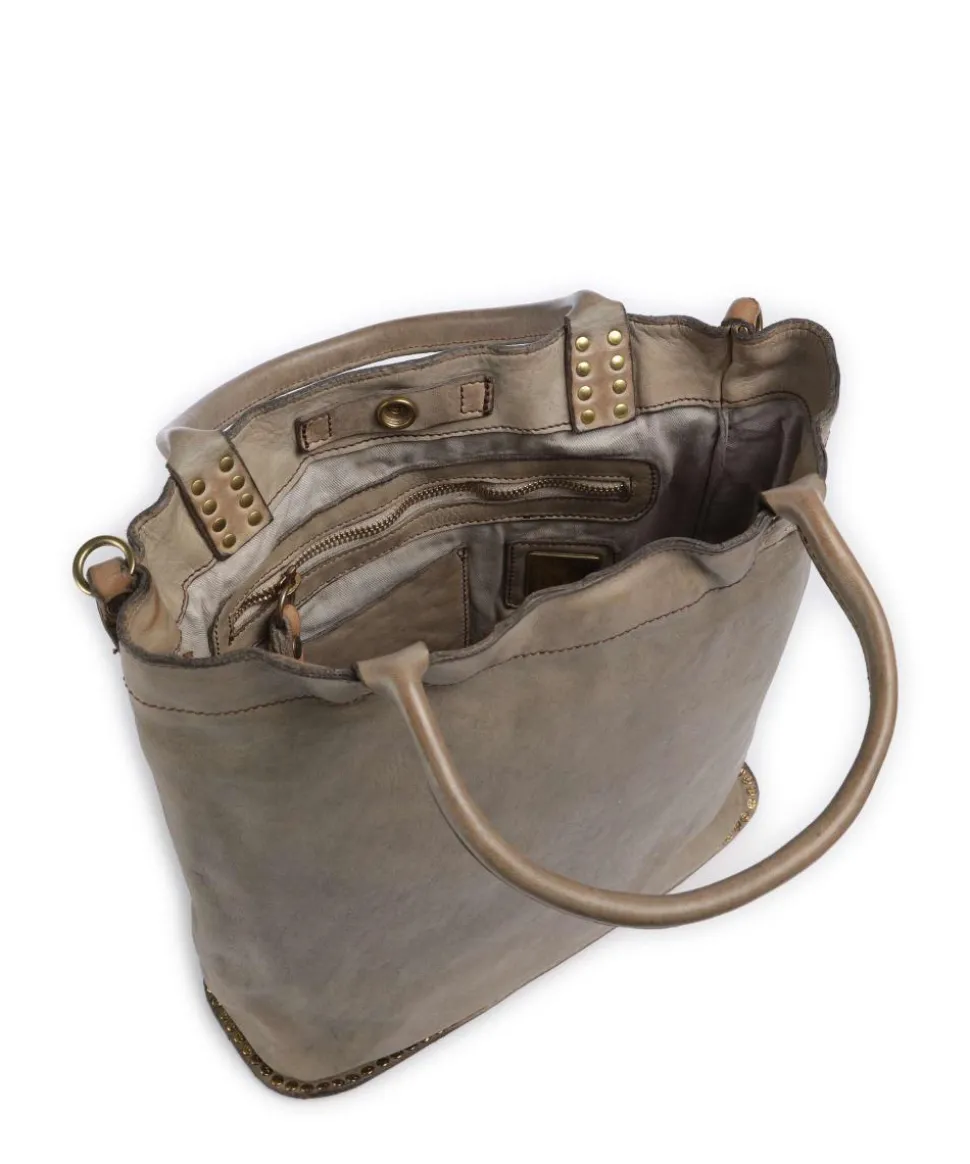 Handtasche genarbtes Rindsleder beige